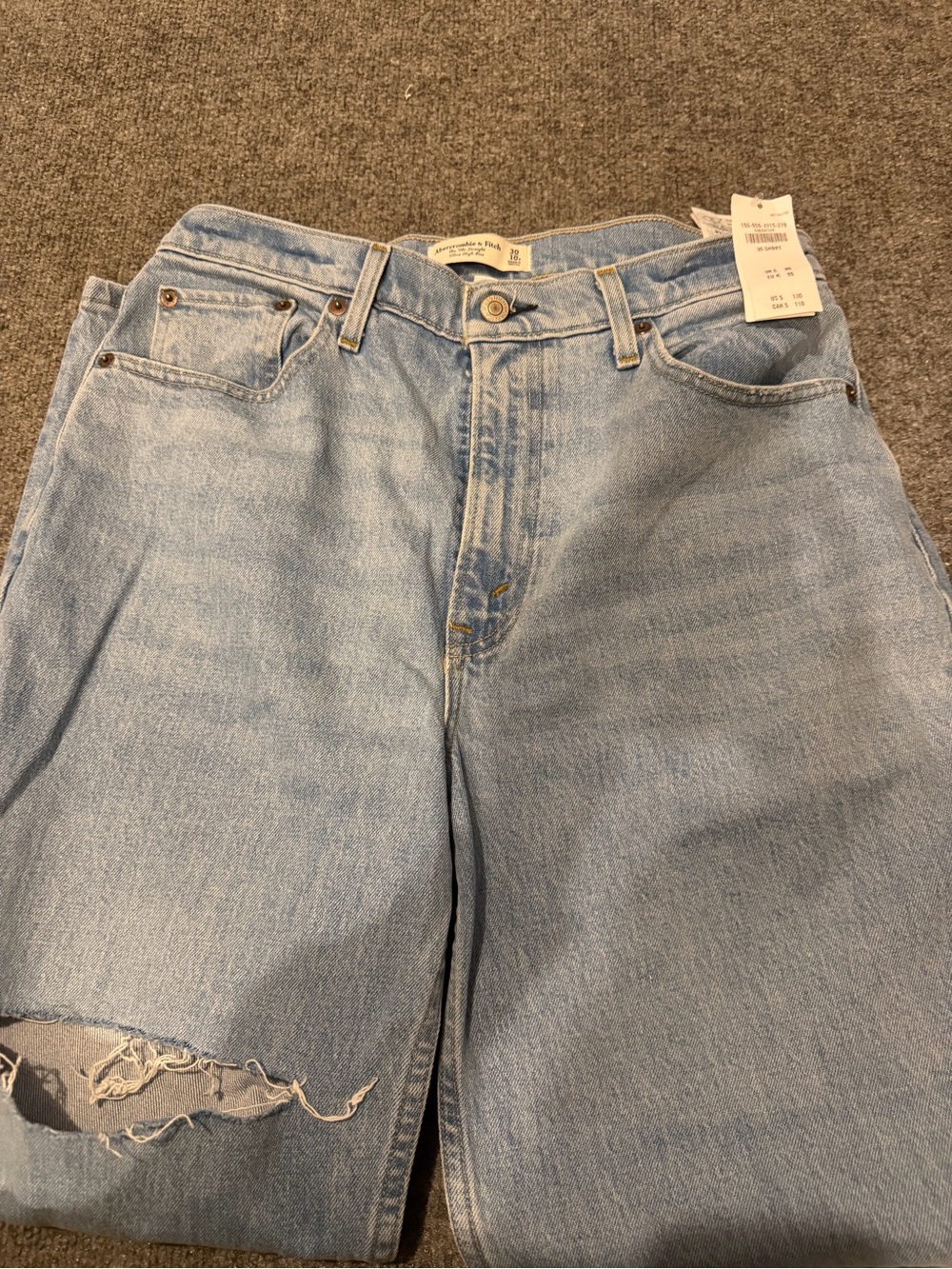 Abercrombie High rise jeans light blue with light distress